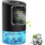 Portable Air Conditioner Fan, KUUOTE Mini Evaporative Cooler, Personal Space Air Cooler Quiet Desk Fan Humidifier Misting Fan for Small Room Bedroom Home Office (Cylinder-Black)