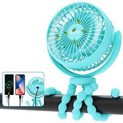 Portable Stroller Fan, 42H 10000mAh Battery Operated Fan Flexible Tripod Clip On Small Fan for Baby Stroller/Carseat/Golf Cart/Camping/Travel, Handheld Personal Cooling Baby Fans, Used As Power Bank