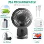 2021 Newest-USB Rechargeable Desk Fan,5000mAh;3 Speeds;360° Rotation Clip-on Portable Cordless Mini Fans with for Cooling Working Sleeping,Quiet Electric Fan for Personal Car Stroller Office (Black)