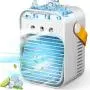 Portable Air Conditioner Fan, Personal Evaporative Air Cooler Quiet Desk Fan with Handle, Rechargeable Humidifier Misting Fan with 7 Colors Light, 3 Speeds & 3 Spray Modes for Room Office Home Travel Portable Air Conditioner Fan, Personal Evaporative Air Cooler Quiet Desk Fan with Handle, Rechargeable Humidifier Misting Fan with 7 Colors Light, 3 Speeds & 3 Spray Modes for Room Office Home Travel