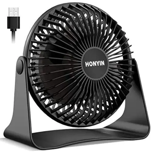 HONYIN 6 Inch Small Desk Fan with Powerful Airflow, Quiet Operation Portable Fan, 3-Speed Adjustable and 360°Rotatable Fan, Mini Personal Fan for Home Office Bedroom—3.9ft Cord HONYIN 6 Inch Small Desk Fan with Powerful Airflow, Quiet Operation Portable Fan, 3-Speed Adjustable and 360°Rotatable Fan, Mini Personal Fan for Home Office Bedroom—3.9ft Cord