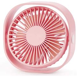 USB Table Fan Portable Mini Personal Desk Fan with 360 Rotation and Adjustable 3 Speed for Office, Travel-Pink