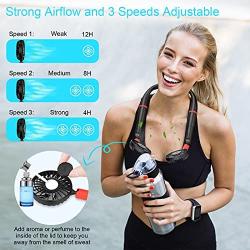 YND Portable Neck Fan Removable Neckband Fan 4000mAh Hand Free Mini Personal Fan with Dual Wind Head LCD Display USB Handheld Fan with 3 Level Air Flow for Outdoor Travel Sport(Black Red)