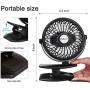 SkyGenius Battery Operated Clip on Mini Desk Fan, Black
