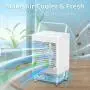 LORDSON Air Conditioner Fan Portable, Rechargeable Personal Mini Evaporative Air Cooler Humidifier Misting Desktop Fan with 3 Speeds for Home Room Office Camping