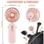 Handheld Fan, Uluker Small Personal Fan with 4800mAh Battery Operated [6-20 Working Hours], Rechargeable Eyelash Fan for Makeup, Women, Men, Travel (Pink)