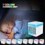 Portable Air Conditioner Fan, AUSHEN Personal Air Cooler Mini Air Conditioner with 3 Speeds, 7 Color LED Light, Desktop Table Cooling Fan Evaporative Air Cooler for Home Bedroom Office