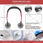 USB Personal Sport Neck Fan Portable, Duoai 2500mAh Battery Operated Small Hanging Rechargeable Foldable Mini Neckband Fans with Dual Head 3 Speed LED Light for Women kids office Travel Outdoor, Red