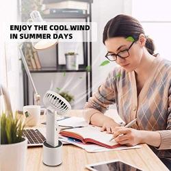 DEKOPRO Handheld Fan Portable Personal Fan Mini Hand Held Fan with USB Rechargeable Battery, Personal Desk Table Fan with Base, Chargeable Fan Oscillating Fan 5 Modes for Home Office Travel Outdoor