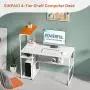 SINPAID White Computer Desk with 4-Tier Reversible Storage Shelves, 40 inch Large Home Office Laptop Study Writing Table Workstation, Modern Simple Desk with Bookshelf, Orange SINPAID White Computer Desk with 4-Tier Reversible Storage Shelves, 40 inch Large Home Office Laptop Study Writing Table Workstation, Modern Simple Desk with Bookshelf, Orange