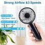 Aluan Super Mini Handheld Fan, Small Personal Portable Fan with Removable Base, USB Rechargeable Battery Operated Hand Held Fan with 3 Speeds for Women Men Kids Indoor, Outdoor, Makeup, Travel(Black)