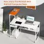 SINPAID White Computer Desk with 4-Tier Reversible Storage Shelves, 40 inch Large Home Office Laptop Study Writing Table Workstation, Modern Simple Desk with Bookshelf, Orange SINPAID White Computer Desk with 4-Tier Reversible Storage Shelves, 40 inch Large Home Office Laptop Study Writing Table Workstation, Modern Simple Desk with Bookshelf, Orange