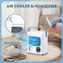 Portable Air Conditioner - 3 IN 1 Air Cooler Humidifier Portable Design W/12H Timer 500ML Capacity Desktop Fan USB Power Supply 2 Speeds Personal Mini Air Cooling Fan for Small Room Office Dorm
