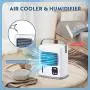 Portable Air Conditioner - 3 IN 1 Air Cooler Humidifier Portable Design W/12H Timer 500ML Capacity Desktop Fan USB Power Supply 2 Speeds Personal Mini Air Cooling Fan for Small Room Office Dorm Portable Air Conditioner - 3 IN 1 Air Cooler Humidifier Portable Design W/12H Timer 500ML Capacity Desktop Fan USB Power Supply 2 Speeds Personal Mini Air Cooling Fan for Small Room Office Dorm
