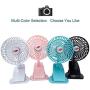 QUZOC Portable Hand Held Small Clip-On USB Fan for Stroller/Outdoor/Desk, Quiet and Strong 3-Speed Adjust Mini USB Powered Fans with Rechargeable Battery(blue)
