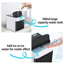 Portable Air Conditioner Desktop Air Cooler Fan,Ultra-low Mute 3 Speeds USB Mini Humidified Evaporative Cooler with Ice Tray for Home, Office，Outdoor
