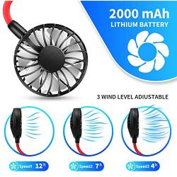 Portable Neck Fan Hand Free Personal Mini Fans USB neck hang fan, 360 Degree Free Rotation personal cooling fan handheld portable fans,Wearable neck fan Suitable for Traveling ,Sports, Office(Black)