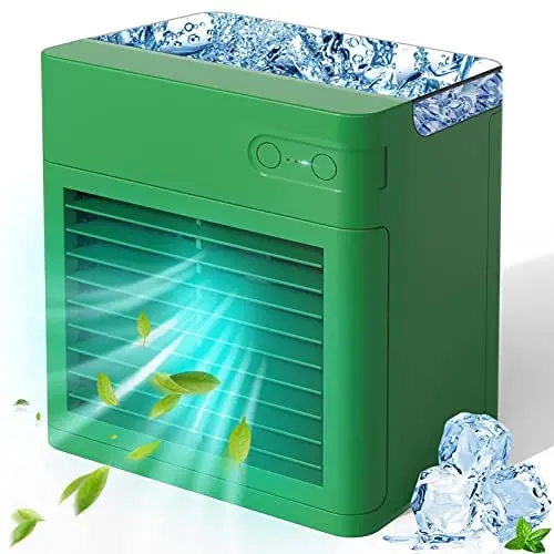 Portable Air Conditioner, 2000 mAh Personal Air Cooler Fan Evaporative Compact Rechargeable Mini AC Air Conditioner with 3 Speeds 7 Colors Night Light for Home, Office, Room, Camping Car Portable Air Conditioner, 2000 mAh Personal Air Cooler Fan Evaporative Compact Rechargeable Mini AC Air Conditioner with 3 Speeds 7 Colors Night Light for Home, Office, Room, Camping Car
