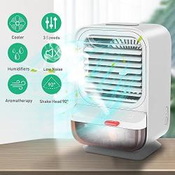 Covoi Portable Air Conditioner Fan- Personal Air Cooler Fan with 3 Wind Speeds Air Humidifier,4000 mAh Power Rechargeable Mini Air Conditioner Fan with Light for Room Home Office