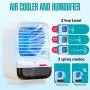 Zeriyu Portable Air Conditioner, Rechargeable Evaporative Air Conditioner Fan with 3 Speeds and 3 modes humidification function, Cordless Personal Air Cooler with night light for Home