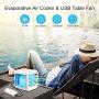 Personal Air Conditioner, Portable Air Conditioners with Icebox, Mini Air Conditioner with 3 Speeds, Table Fan for Room & Office, Air Humidifier, Air Cooler with USB Cable, Quiet, 7-Color Night Light