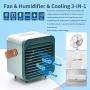 Portable Air Conditioner Rechargeable Evaporative Air Conditioner Fan Mini Air Conditioner Humidifier Atomizing Fan 3-in-1 With Leather Handle 3-Speed Adjustable Suitable for Office Home Camping and Outdoor Activities
