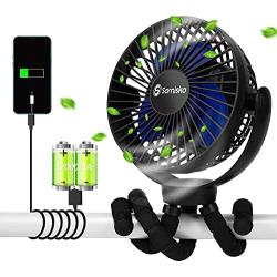 Portable Fan For Baby Stroller - Used as power bank ,50H 12000mAh Mini Cooling Small Bed Fan ,USB Rechargeable,Battery Operated Fan With Flexible Tripod, Fans Clip On Stroller/Car Seat/Bike(Black)