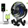 Portable Fan For Baby Stroller - Used as power bank ,50H 12000mAh Mini Cooling Small Bed Fan ,USB Rechargeable,Battery Operated Fan With Flexible Tripod, Fans Clip On Stroller/Car Seat/Bike(Black)