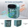 Portable Air Conditioner, Mini Desk Fan Mist Cooling, USB Small Fan for Desktop Office Bedroom, Quiet AC Table Fan Personal Air Cooler with 2400mAh 3 Speeds 400mL Water Tank-Green