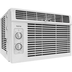 hOmeLabs 5000 BTU Window Mounted Air Conditioner - 7-Speed Window AC Unit Small Quiet Mechanical Controls 2 Cool and Fan Settings with Installation Kit Leaf Guards Washable Filter - Indoor Room AC