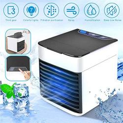 Portable Air Conditioner, Quiet USB Air Cooler with 3-Speed, Personal Air Conditioner with LED Light for Small Room/Office/Dorm/Bedroom