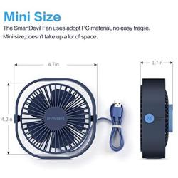 SmartDevil Small Personal USB Desk Fan,3 Speeds Portable Desktop Table Cooling Fan Powered by USB,Strong Wind,Quiet Operation,for Home Office Car Outdoor Travel (Navy Blue)