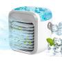 Portable Air Conditioner Fan, Personal Space Mini Evaporative Air Cooler Super Quiet Desk Fan with Handle, Humidifier Misting Fan, 3 Speeds, 7 Colors LED Light for Home, Office, Room