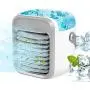 Portable Air Conditioner Fan, Personal Space Mini Evaporative Air Cooler Super Quiet Desk Fan with Handle, Humidifier Misting Fan, 3 Speeds, 7 Colors LED Light for Home, Office, Room