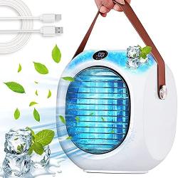 Xdronray Portable Air Conditioner, Noiseless Evaporative Air Fan Rechargeable USB Desk Fan with 3 Speeds, LED Night, Office Cooler Humidifier & Purifier for Home Dorm Bedroom