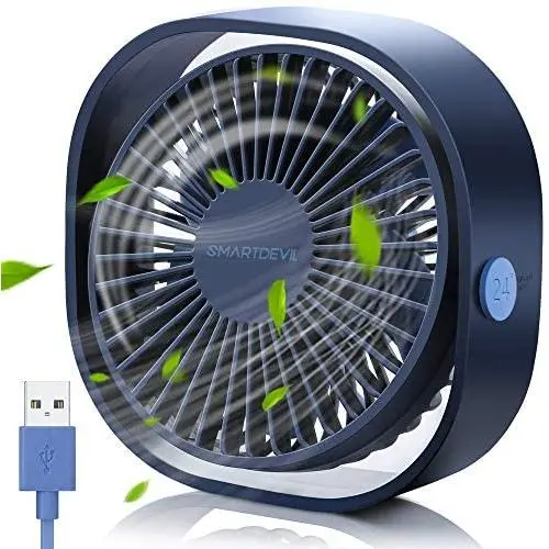 SmartDevil Small Personal USB Desk Fan,3 Speeds Portable Desktop Table Cooling Fan Powered by USB,Strong Wind,Quiet Operation,for Home Office Car Outdoor Travel (Navy Blue) SmartDevil Small Personal USB Desk Fan,3 Speeds Portable Desktop Table Cooling Fan Powered by USB,Strong Wind,Quiet Operation,for Home Office Car Outdoor Travel (Navy Blue)