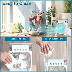 Portable Air Conditioner Fan,Personal Air Cooler Mini Quiet Evaporative with AC adapter, Humidifier Misting Fan, 1/2/3 H Timer, 3 Speeds,60°Adjustment for Office, Home, Room,Dorm,Outdoor- White