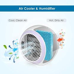 Portable Air Conditioner, Rechargeable Evaporative Air Conditioner with Low Noise 3 Speeds 6 Colors LED Light, Multifunctional Air Cooler with Handle for Home, Office and Room