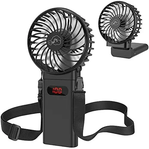 YND Handheld Fan Mini Fan 4000mAh Portable Fan with LCD Display USB Personal Fan with Lanyard Battery Operated Fan 4 Speeds Adjustable Foldable Desk Fan for Office Home Outdoor Travel Camping YND Handheld Fan Mini Fan 4000mAh Portable Fan with LCD Display USB Personal Fan with Lanyard Battery Operated Fan 4 Speeds Adjustable Foldable Desk Fan for Office Home Outdoor Travel Camping