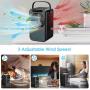 Nuaer Portable Air Conditioner, Air Cooler with 600ML Water Tank, Desktop Air Conditioning Fan with 7 Colors Lights & LED Display, 2/4Timer, 3 Speeds, Suitable for Bedroom, Office and Home
