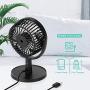 Mini Desk Fan, USB Operated Fan with 4 Speeds, Strong Airflow, Ultra Quiet Operation, 310° Adjustment, Portable Personal Fan for Home Office Desktop (Black)