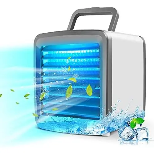 Portable Personal Air Conditioner Cooler, Office Silent Mini Evaporative Air Fan, USB Rechargeable Small Desktop Fan, 7 Colors LED Light, Home Bedroom Cooler Humidifier Portable Personal Air Conditioner Cooler, Office Silent Mini Evaporative Air Fan, USB Rechargeable Small Desktop Fan, 7 Colors LED Light, Home Bedroom Cooler Humidifier