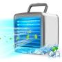 Portable Personal Air Conditioner Cooler, Office Silent Mini Evaporative Air Fan, USB Rechargeable Small Desktop Fan, 7 Colors LED Light, Home Bedroom Cooler Humidifier