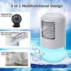 Padi Home Portable Air Conditioner Fan Air Cooler Super Quiet Desk Fan with Handle Personal Air Conditioner with 3 Speeds 7 Colors for Home Office Bedroom