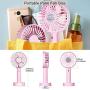 2021 Upgraded Small Desk Mini Fan with Battery Rechargeable, Portable Handheld Personal USB Fan with 3 Speed Strong Wind for Outdoor Activity, Home, Office, Eyelash Fan for Make up (Pink)