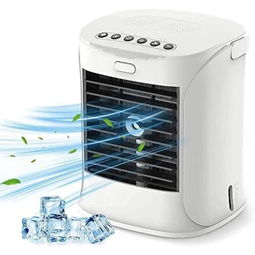 Portable Air Conditioner, Evaporative Air Cooler w/Cooling ＆ Humidifier, Mini Air Conditioner with LED Light 3 Speeds with Colourful Light for Home, Office, Room