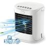 Portable Air Conditioner, Evaporative Air Cooler w/Cooling ＆ Humidifier, Mini Air Conditioner with LED Light 3 Speeds with Colourful Light for Home, Office, Room