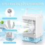 LORDSON Air Conditioner Fan Portable, Rechargeable Personal Mini Evaporative Air Cooler Humidifier Misting Desktop Fan with 3 Speeds for Home Room Office Camping