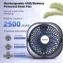 Mini USB Desk Fan Battery Operated, Duoai 2500mAh Desktop Rechargeable Small Quiet Personal Fans Portable with 360°Rotation 3 Speeds for Office Home Library Dorm Bedroom Car Outdoor Travel, Blue Mini USB Desk Fan Battery Operated, Duoai 2500mAh Desktop Rechargeable Small Quiet Personal Fans Portable with 360°Rotation 3 Speeds for Office Home Library Dorm Bedroom Car Outdoor Travel, Blue