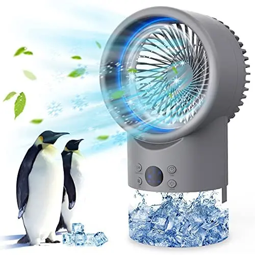 Portable Air Conditioner Fan, Personal Mini AC Evaporative Air Cooler Super Quiet, Desk Fan Air Cooler with 7 Colors LED Light 3 Speeds, Air Circulator Humidifier Misting Fan For Bedroom Cool Air Portable Air Conditioner Fan, Personal Mini AC Evaporative Air Cooler Super Quiet, Desk Fan Air Cooler with 7 Colors LED Light 3 Speeds, Air Circulator Humidifier Misting Fan For Bedroom Cool Air